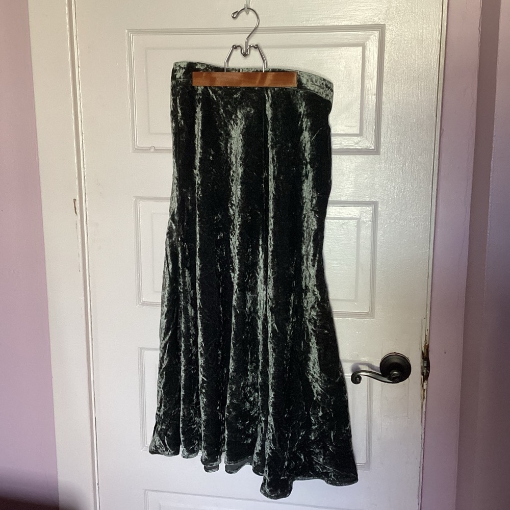 Zara Silver Crushed Velvet Midi Skirt